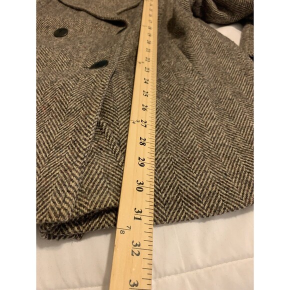 Vtg Spencer Douglas Women Wool Coat Dbl Breasted M/L Brown Herringbone Peacoat - Picture 13 of 13